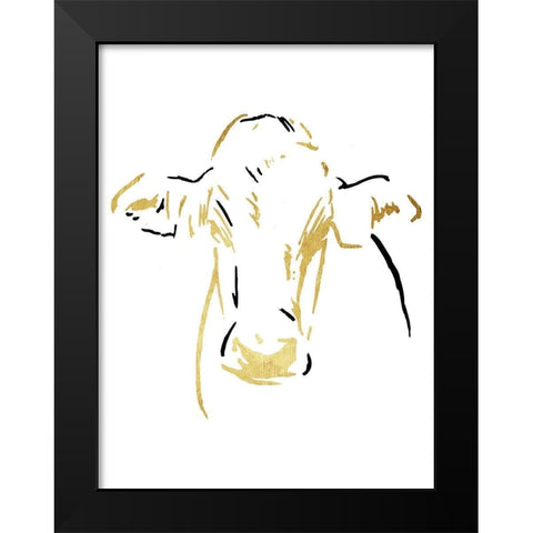 Gold Black Cow Black Modern Wood Framed Art Print by OnRei