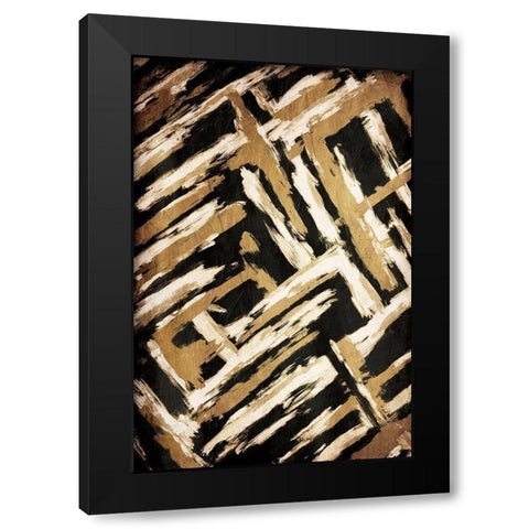 Hectic Maze Black Modern Wood Framed Art Print with Double Matting by OnRei