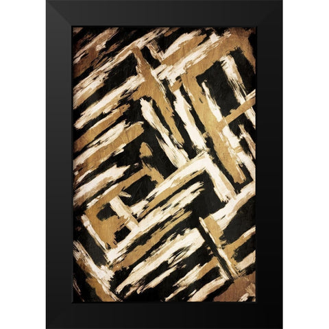 Hectic Maze Black Modern Wood Framed Art Print by OnRei