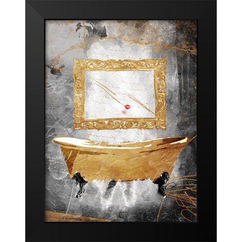 Golden Calmness Black Modern Wood Framed Art Print by OnRei