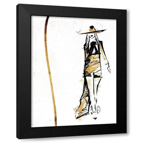 Golden Runway Black Modern Wood Framed Art Print with Double Matting by OnRei