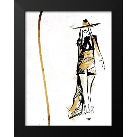 Golden Runway Black Modern Wood Framed Art Print by OnRei