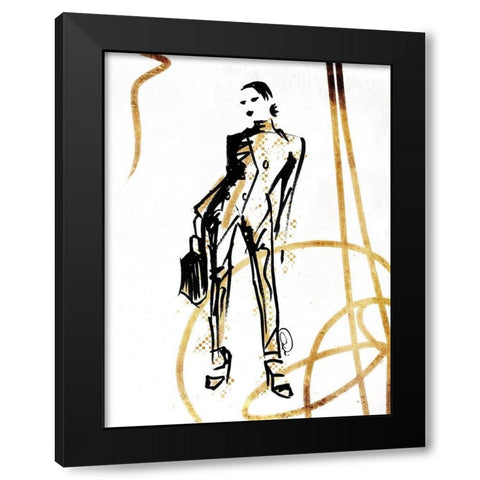 Golden Runway Stance Black Modern Wood Framed Art Print with Double Matting by OnRei