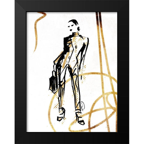 Golden Runway Stance Black Modern Wood Framed Art Print by OnRei