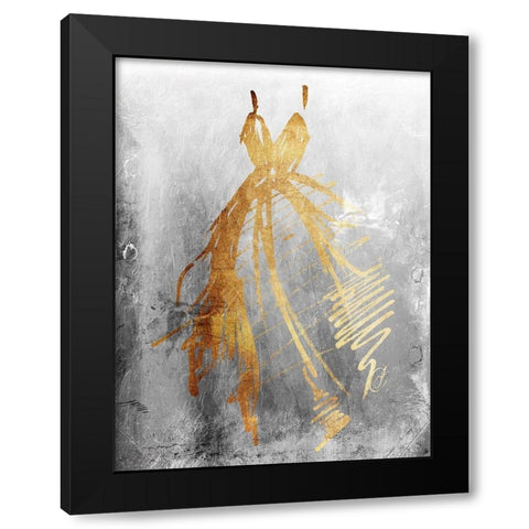 Runway Dress Textured Black Modern Wood Framed Art Print with Double Matting by OnRei