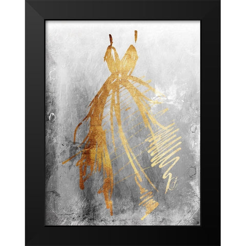 Runway Dress Textured Black Modern Wood Framed Art Print by OnRei