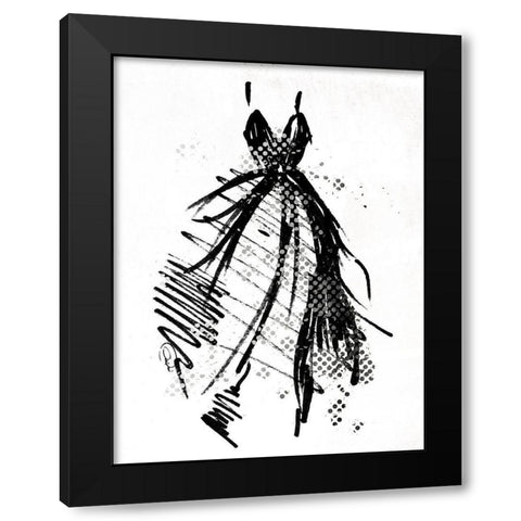 Silver Runway Dress Black Modern Wood Framed Art Print with Double Matting by OnRei