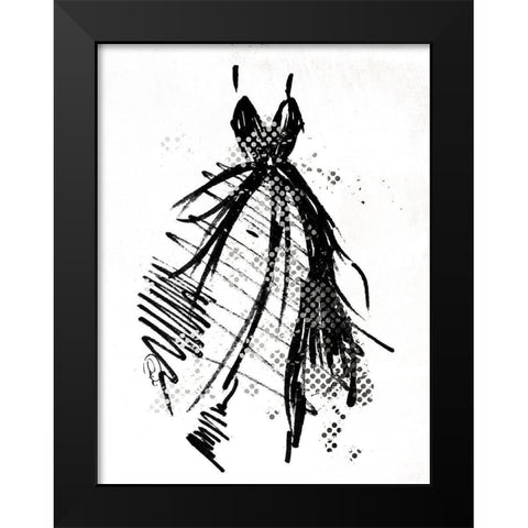 Silver Runway Dress Black Modern Wood Framed Art Print by OnRei