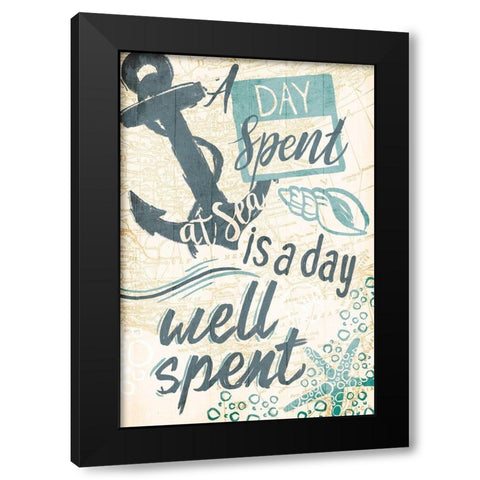 A Day At Blue Sea Black Modern Wood Framed Art Print with Double Matting by OnRei