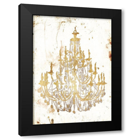 Golden Chandeliers Black Modern Wood Framed Art Print with Double Matting by OnRei