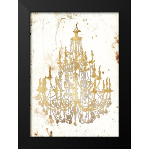 Golden Chandeliers Black Modern Wood Framed Art Print by OnRei