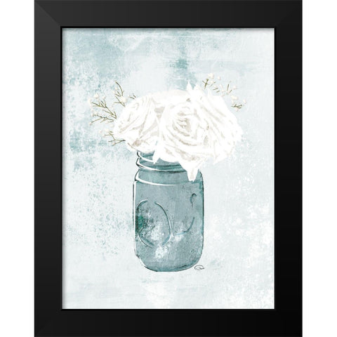 Flowers In A Jar Black Modern Wood Framed Art Print by OnRei