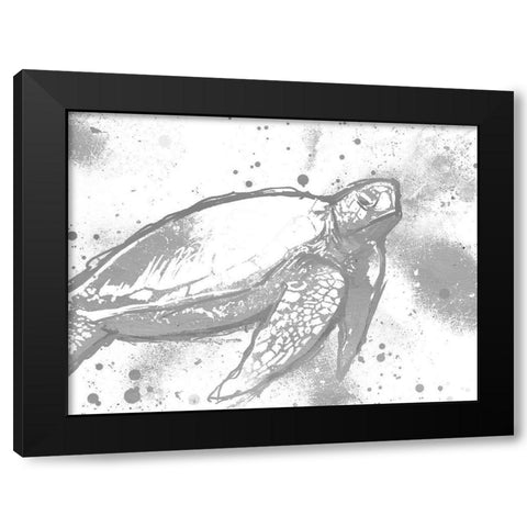 Turtle In The Grey Black Modern Wood Framed Art Print with Double Matting by OnRei