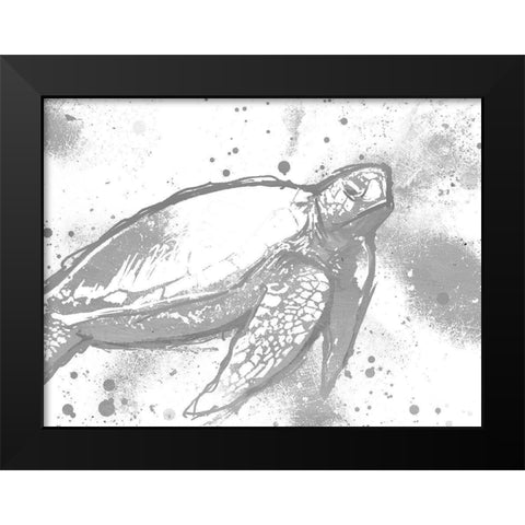 Turtle In The Grey Black Modern Wood Framed Art Print by OnRei