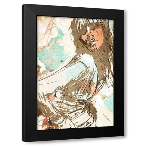 Fashion Push Black Modern Wood Framed Art Print with Double Matting by OnRei