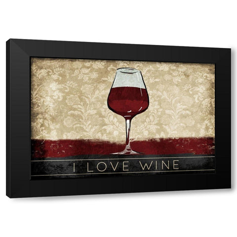 I Love Wine Black Modern Wood Framed Art Print with Double Matting by OnRei