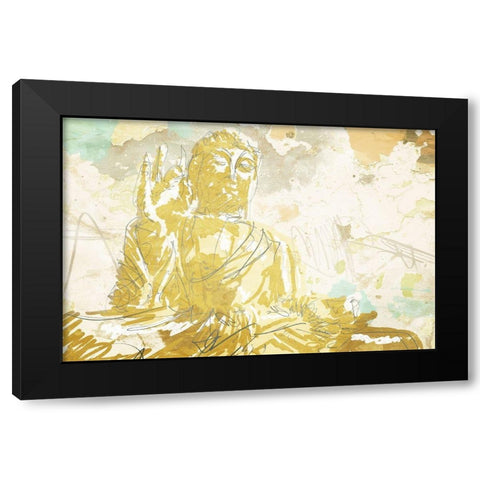 Meditate Gold Black Modern Wood Framed Art Print with Double Matting by OnRei