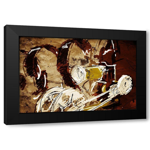 Projector And Film Black Modern Wood Framed Art Print with Double Matting by OnRei