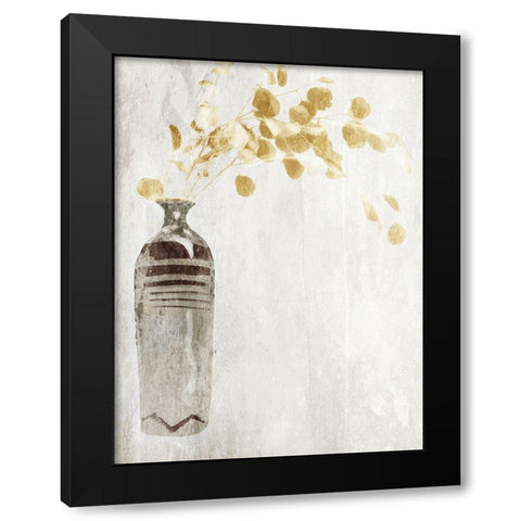 Yellow Flowers In Vase Black Modern Wood Framed Art Print with Double Matting by OnRei