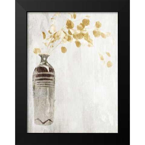 Yellow Flowers In Vase Black Modern Wood Framed Art Print by OnRei