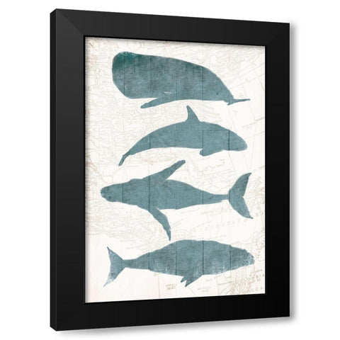 Sea Life Black Modern Wood Framed Art Print with Double Matting by OnRei