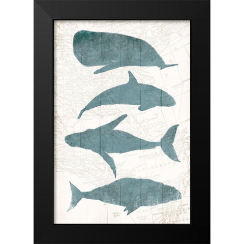 Sea Life Black Modern Wood Framed Art Print by OnRei