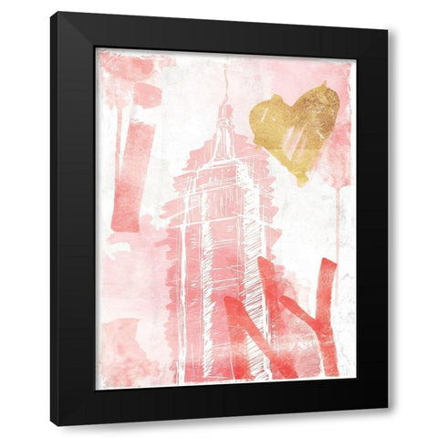 I Love NY Blush Black Modern Wood Framed Art Print with Double Matting by OnRei