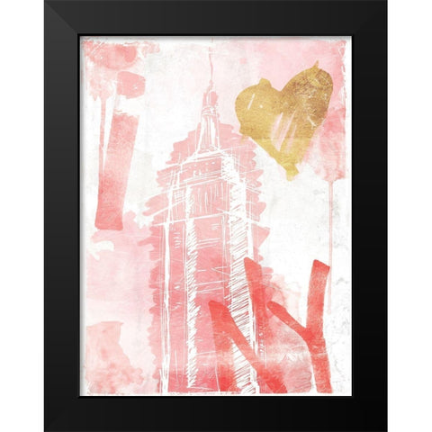 I Love NY Blush Black Modern Wood Framed Art Print by OnRei