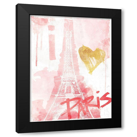 I Love Paris Blush Black Modern Wood Framed Art Print with Double Matting by OnRei