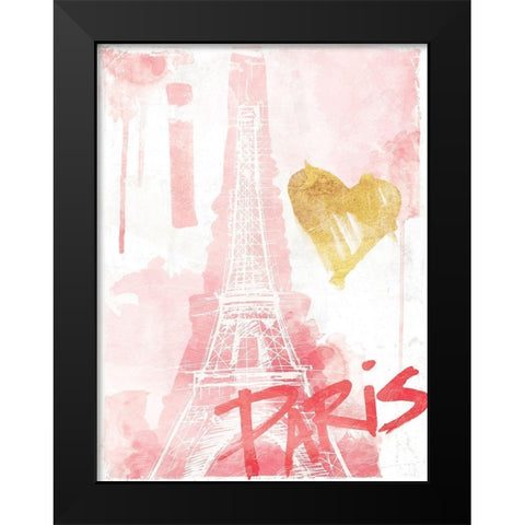 I Love Paris Blush Black Modern Wood Framed Art Print by OnRei