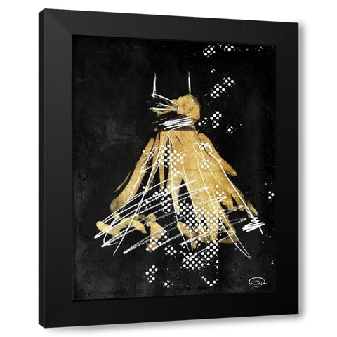 Gold Dress White Dots Two Black Modern Wood Framed Art Print with Double Matting by OnRei