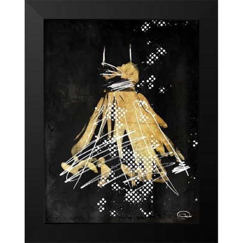 Gold Dress White Dots Two Black Modern Wood Framed Art Print by OnRei