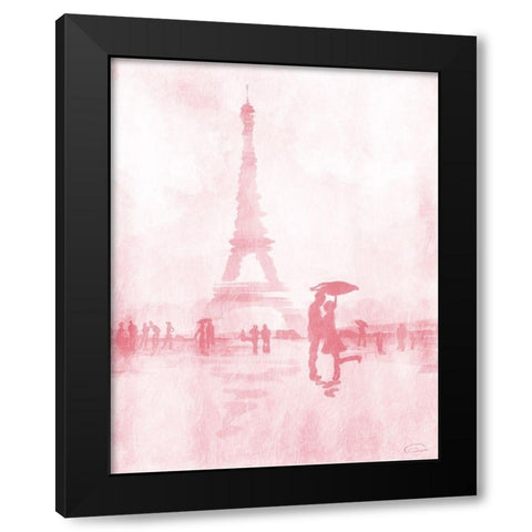 Blush Rain Black Modern Wood Framed Art Print with Double Matting by OnRei