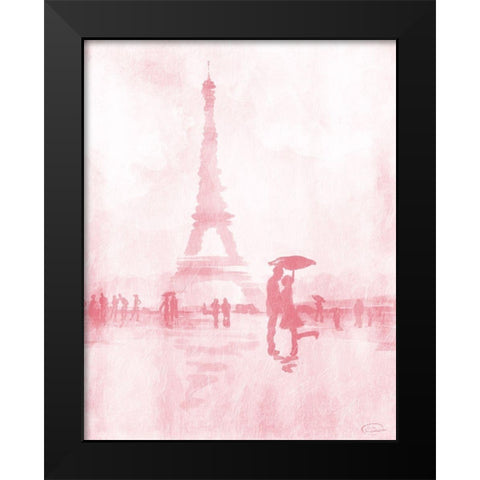 Blush Rain Black Modern Wood Framed Art Print by OnRei