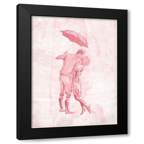 Kiss In The Blush Black Modern Wood Framed Art Print with Double Matting by OnRei