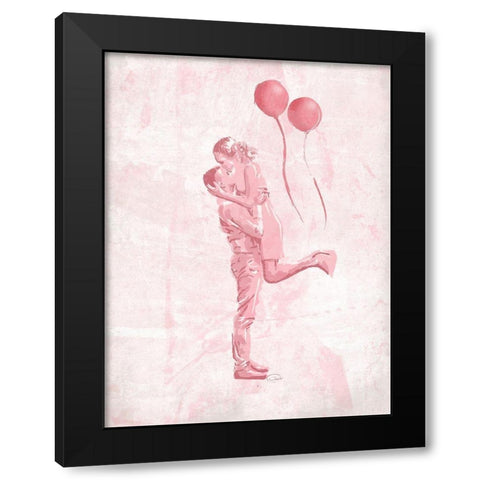 Hug In The Blush Black Modern Wood Framed Art Print with Double Matting by OnRei