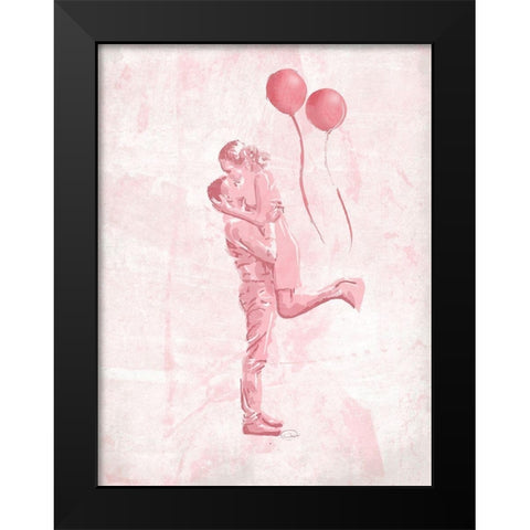 Hug In The Blush Black Modern Wood Framed Art Print by OnRei