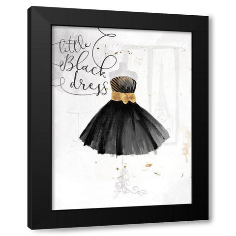 Little Black Gold Dress Black Modern Wood Framed Art Print with Double Matting by OnRei