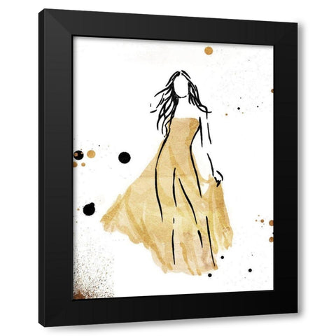 Form Dress Gold Black Modern Wood Framed Art Print with Double Matting by OnRei