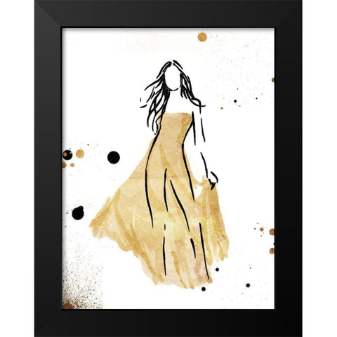 Form Dress Gold Black Modern Wood Framed Art Print by OnRei