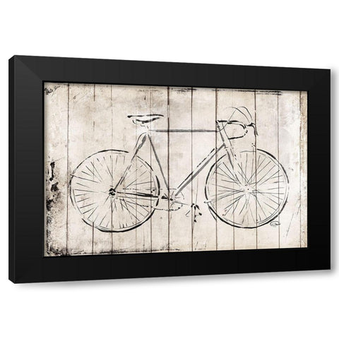 Grey Bike Black Modern Wood Framed Art Print with Double Matting by OnRei