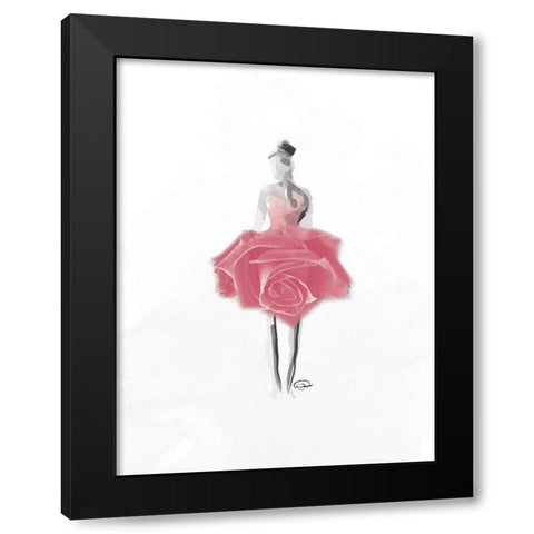 Rose Ballerina Black Modern Wood Framed Art Print with Double Matting by OnRei