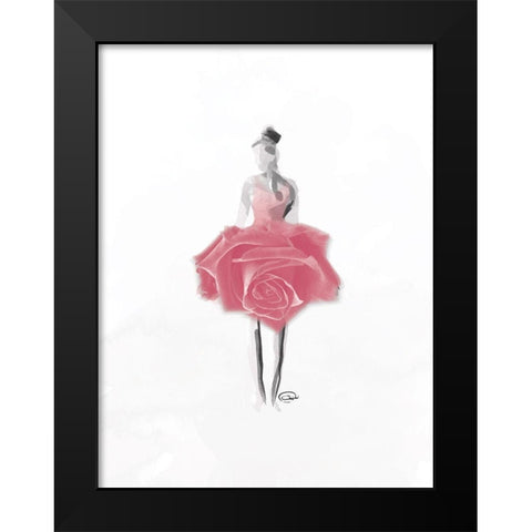 Rose Ballerina Black Modern Wood Framed Art Print by OnRei