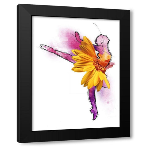 Sunny Ballerina Black Modern Wood Framed Art Print with Double Matting by OnRei