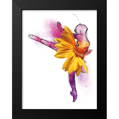 Sunny Ballerina Black Modern Wood Framed Art Print by OnRei