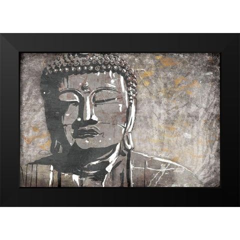 Nuetral Buddha Black Modern Wood Framed Art Print by OnRei