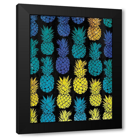 Multi Pineapples Black Modern Wood Framed Art Print with Double Matting by OnRei