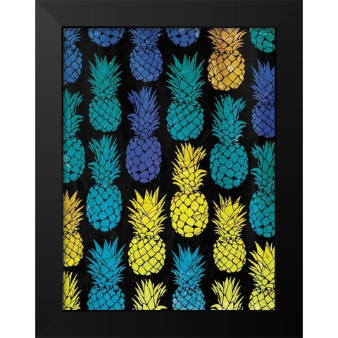 Multi Pineapples Black Modern Wood Framed Art Print by OnRei