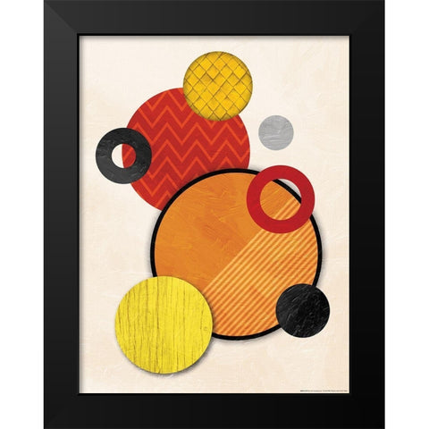 Organic Circles Black Modern Wood Framed Art Print by OnRei