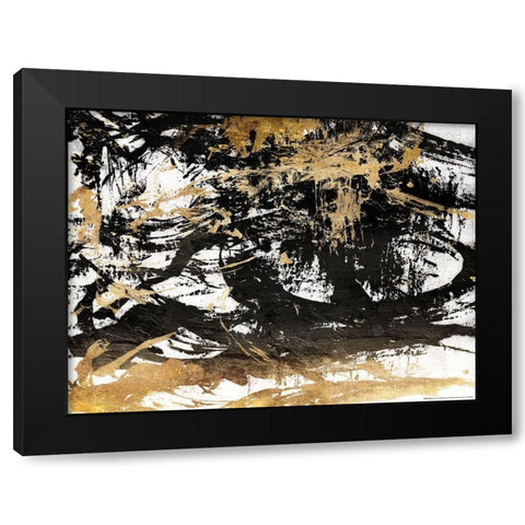 Golden Mess Black Modern Wood Framed Art Print with Double Matting by OnRei